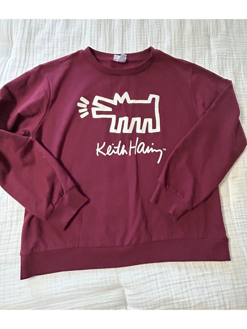 Keith Haring Burgundy Crewneck Sweatshirt